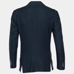 Pre Owned Loro Piana Dark Blue Wool Button Front Jacket M