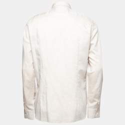 Pre Owned Loro Piana Beige Cotton & Linen Button Front Shirt M