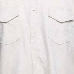 Pre Owned Loro Piana Beige Cotton & Linen Button Front Shirt M