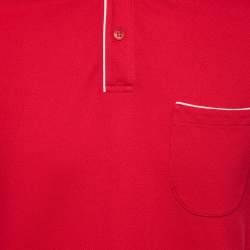 Pre Owned Loro Piana Red Stretch Cotton Pique Polo T-Shirt M