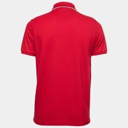 Pre Owned Loro Piana Red Stretch Cotton Pique Polo T-Shirt M