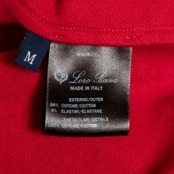Pre Owned Loro Piana Red Stretch Cotton Pique Polo T-Shirt M