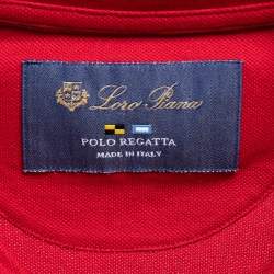 Pre Owned Loro Piana Red Stretch Cotton Pique Polo T-Shirt M