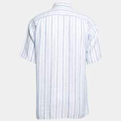 Pre Owned Loro Piana Blue & White Striped Linen Shirt 3XL 