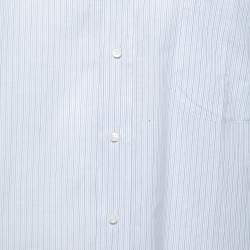 Pre Owned Loro Piana Blue Striped Cotton & Linen Button Down Shirt 2XL