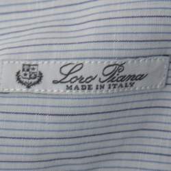 Pre Owned Loro Piana Blue Striped Cotton & Linen Button Down Shirt 2XL