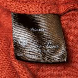 Pre Owned Loro Piana Orange Linen Short Sleeve Polo T-Shirt L