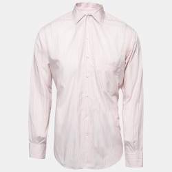 Pre Owned Loro Piana Pink Striped Cotton Long Sleeve Shirt M