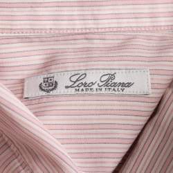 Pre Owned Loro Piana Pink Striped Cotton Long Sleeve Shirt M