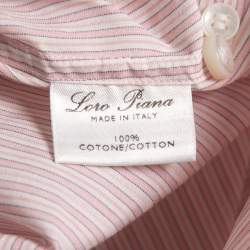 Pre Owned Loro Piana Pink Striped Cotton Long Sleeve Shirt M