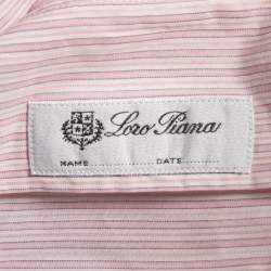 Pre Owned Loro Piana Pink Striped Cotton Long Sleeve Shirt M