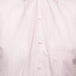 Pre Owned Loro Piana Pink Striped Cotton Long Sleeve Shirt M