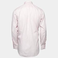 Pre Owned Loro Piana Pink Striped Cotton Long Sleeve Shirt M