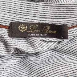 Pre Owned Loro Piana Black/White Striped Cotton Knit T-Shirt L