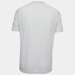 Pre Owned Loro Piana Black/White Striped Cotton Knit T-Shirt L