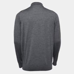 Pre Owned Loro Piana Grey Wool Long Sleeve Polo T-Shirt XL