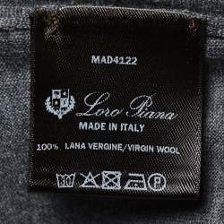 Pre Owned Loro Piana Grey Wool Long Sleeve Polo T-Shirt XL