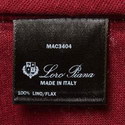 Pre Owned Loro Piana Maroon Linen Polo T-Shirt L
