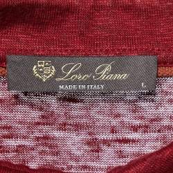 Pre Owned Loro Piana Maroon Linen Polo T-Shirt L