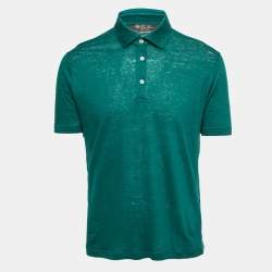 Pre Owned Loro Piana Green Linen Knit Polo T-Shirt L