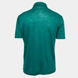 Pre Owned Loro Piana Green Linen Knit Polo T-Shirt L