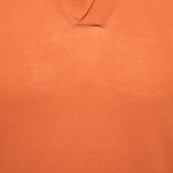 Pre Owned Loro Piana Orange Cotton Knit Polo T-Shirt XL
