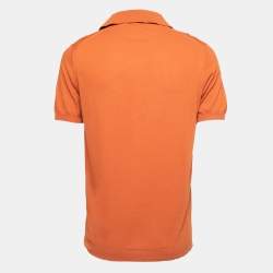 Pre Owned Loro Piana Orange Cotton Knit Polo T-Shirt XL
