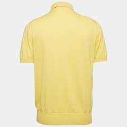 Pre Owned Loro Piana Yellow Cotton Knit Polo T-Shirt M
