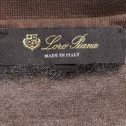 Pre Owned Loro Piana Brown Cotton Knit New Bay Polo T-Shirt XL