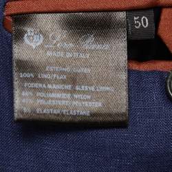 Pre Owned Loro Piana Navy Blue Linen Two-Button Blazer L