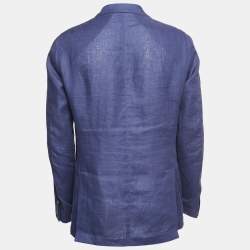 Pre Owned Loro Piana Navy Blue Linen Two-Button Blazer L