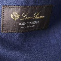 Pre Owned Loro Piana Navy Blue Linen Two-Button Blazer L