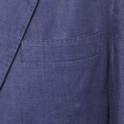 Pre Owned Loro Piana Navy Blue Linen Two-Button Blazer L