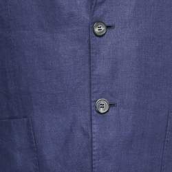 Pre Owned Loro Piana Navy Blue Linen Two-Button Blazer L