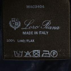 Pre Owned Loro Piana Navy Blue Linen Knit Polo T-Shirt L