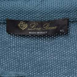 Loro Piana Blue Cotton Knit Full Sleeve Polo T-Shirt XL