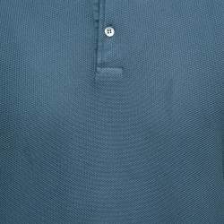 Loro Piana Blue Cotton Knit Full Sleeve Polo T-Shirt XL