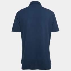 Pre Owned Loro Piana Navy Blue Cotton Pique Short Sleeve Polo T-Shirt XL