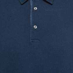 Pre Owned Loro Piana Navy Blue Cotton Pique Short Sleeve Polo T-Shirt XL