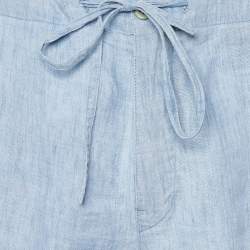 Pre Owned Loro Piana Blue Linen Drawstring Detail Shorts XL