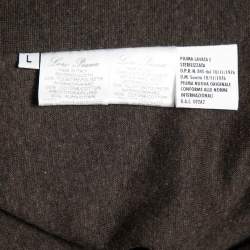 Pre Owned Loro Piana Dusty Brown Synthetic Hooded Down Jacket L