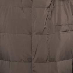 Pre Owned Loro Piana Dusty Brown Synthetic Hooded Down Jacket L