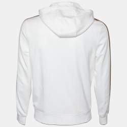 Pre Owned Loro Piana White Suitcase Stripe Cotton & Linen Knit Hooded Jacket S