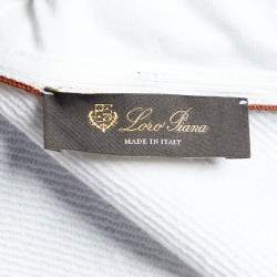 Pre Owned Loro Piana White Suitcase Stripe Cotton & Linen Knit Hooded Jacket S