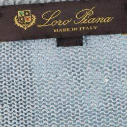 Pre Owned Loro Piana Indigo Knit Washed Effect V-Neck Sweater M