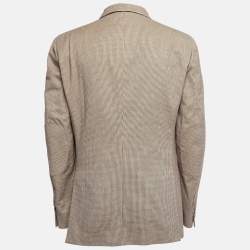 Pre Owned Loro Piana Beige Patterned Cotton Single Breasted Blazer XL