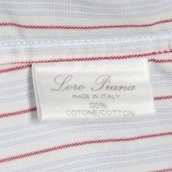 Pre Owned Loro Piana White Striped Cotton Button Front Full Sleeve Shirt M