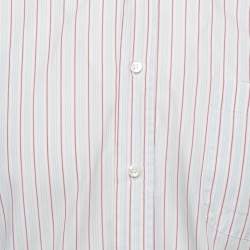 Pre Owned Loro Piana White Striped Cotton Button Front Full Sleeve Shirt M