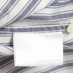 Pre Owned Loro Piana White/Blue Striped Cotton Full Sleeve Shirt M