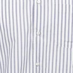 Pre Owned Loro Piana White/Blue Striped Cotton Full Sleeve Shirt M
